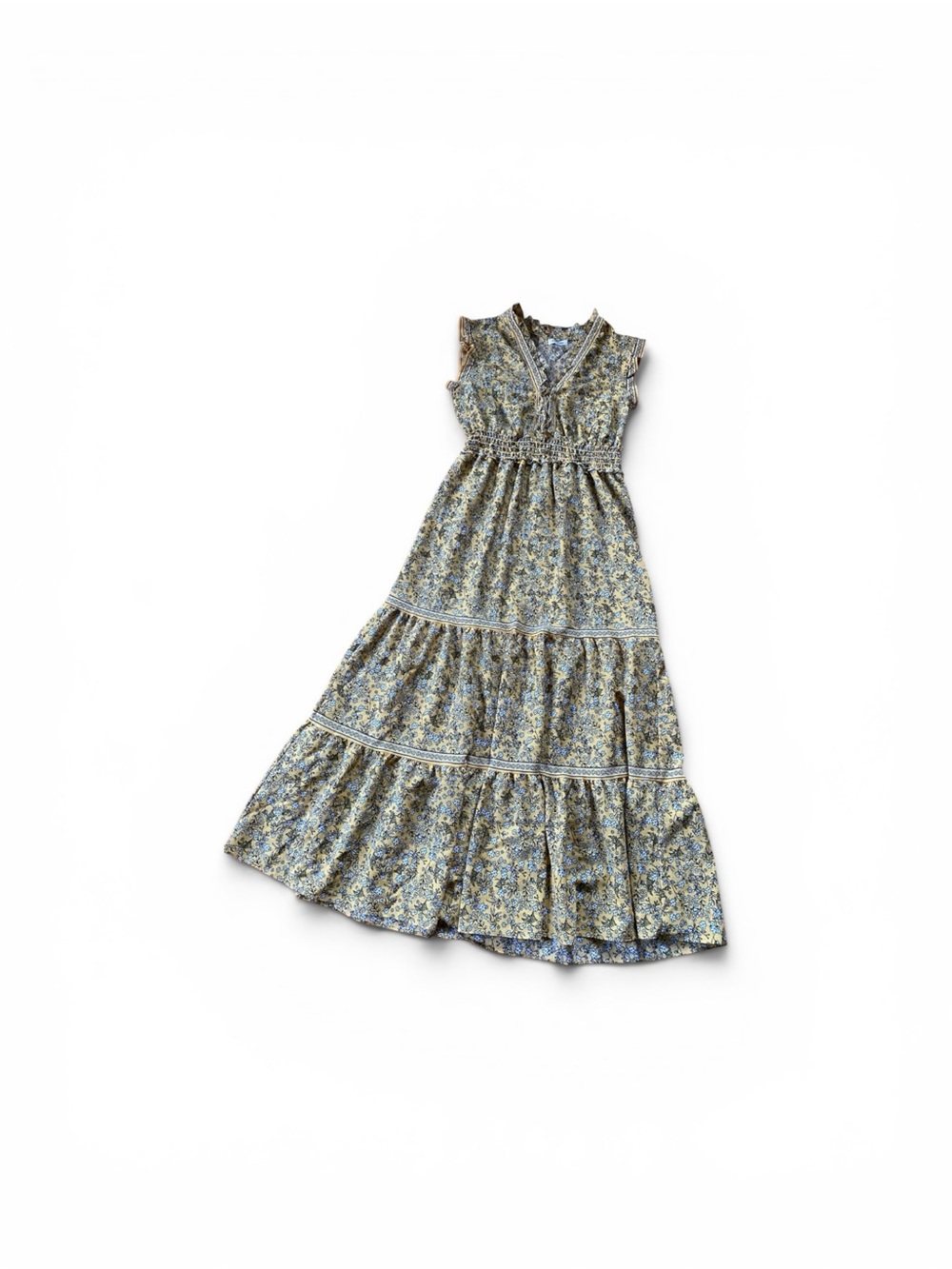 Max Studio Yellow Floral Ruffle-Sleeve Maxi Dress - Picture 2 of 4